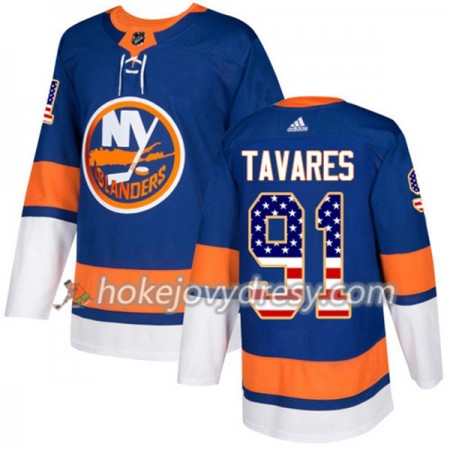 Pánské Hokejový Dres New York Islanders John Tavares 91 2017-2018 USA Flag Fashion Modrá Adidas Authentic
